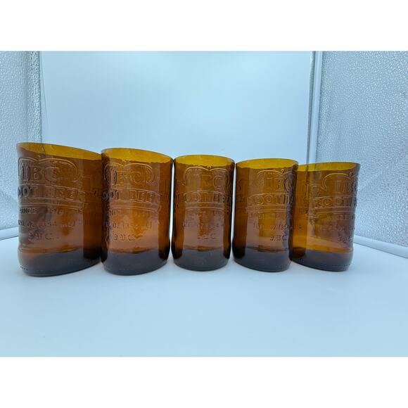 Set of 5 Upcycled IBC Root Beer 4" Tall Amber Brown Drinking Glasses Collectible - Picture 6 of 8